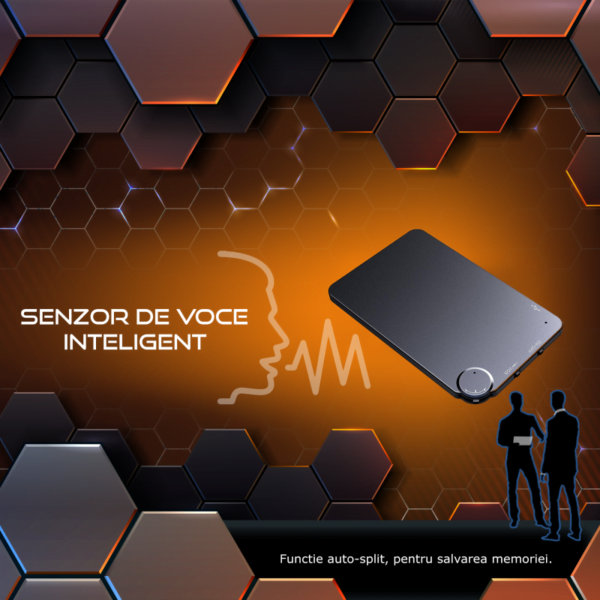 Reportofon Spion Profesional Smartech CyberVoice 32GB - Activare Vocala - Procesor DSP - 384 ore - senzor de voce inteligent cu functie auto-split, pentru salvarea memoriei.